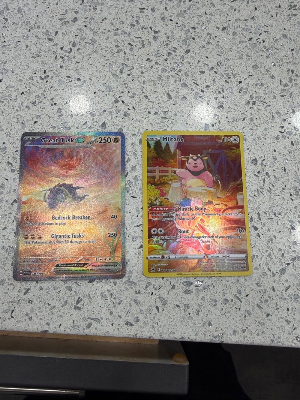 Pokémon Great Tusk ex & Miltank Holo Card Pair - Pokémon TCG